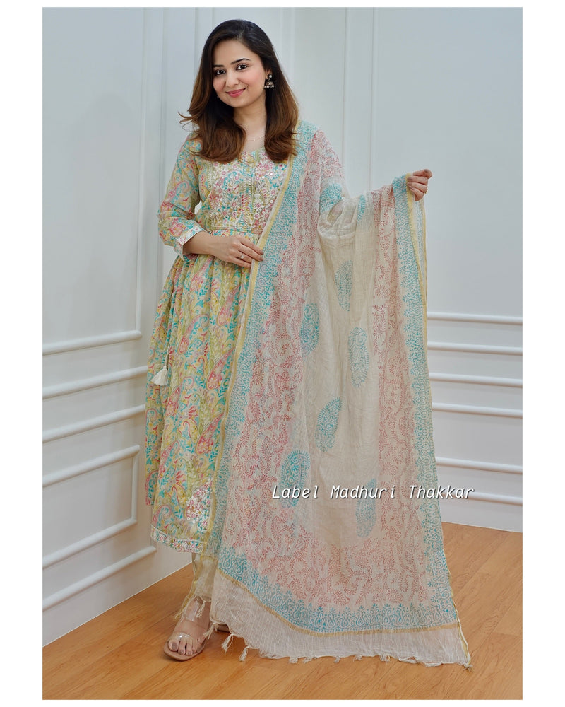 Lucknowi Floral Afghani Suit