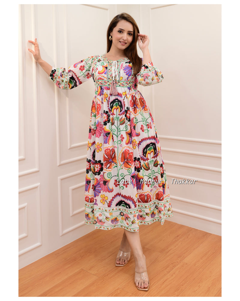 Multi Color Floral Printed Dress