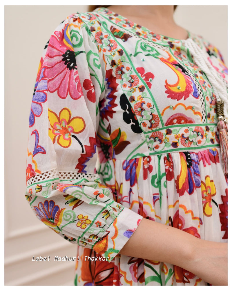 Multi Color Floral Printed Dress