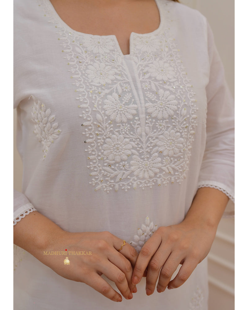 White Chikankari Mul Cotton Suit