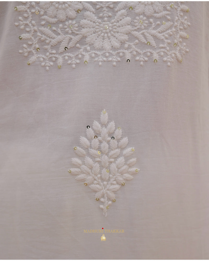 White Chikankari Mul Cotton Suit