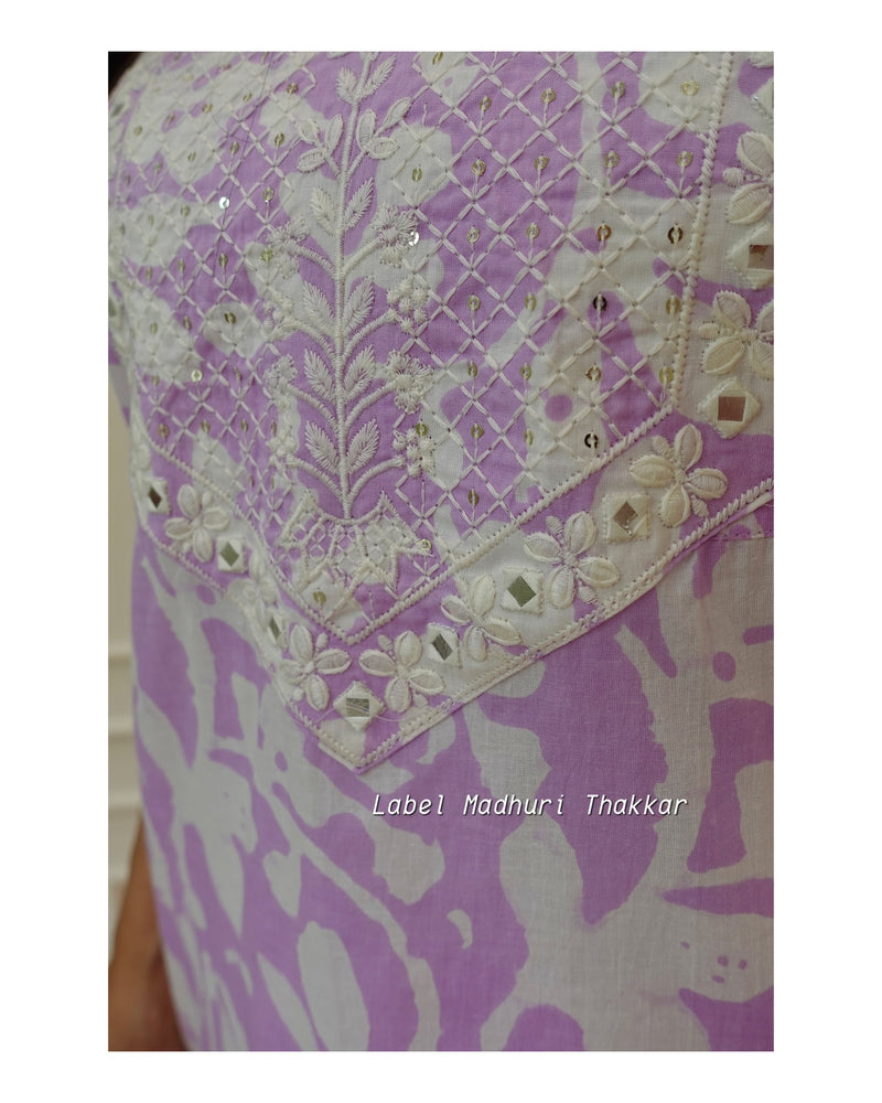 Lilac Embroidered Kurta Set