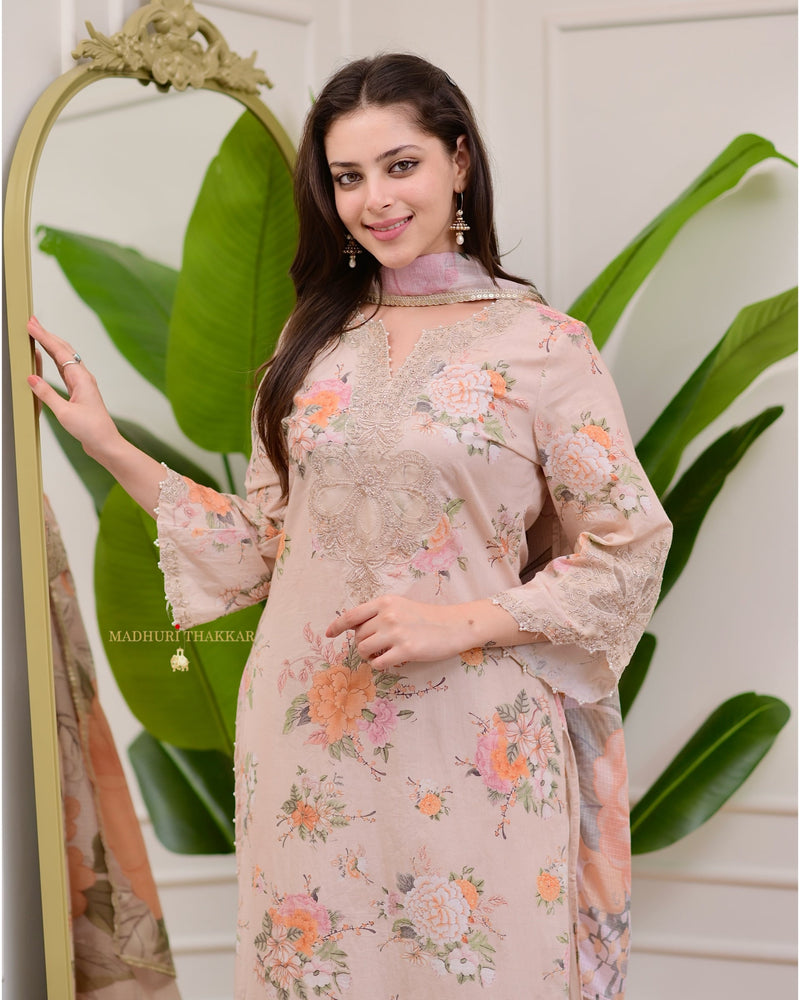 Ivory Karachi Embroidered Premium Cotton Suit