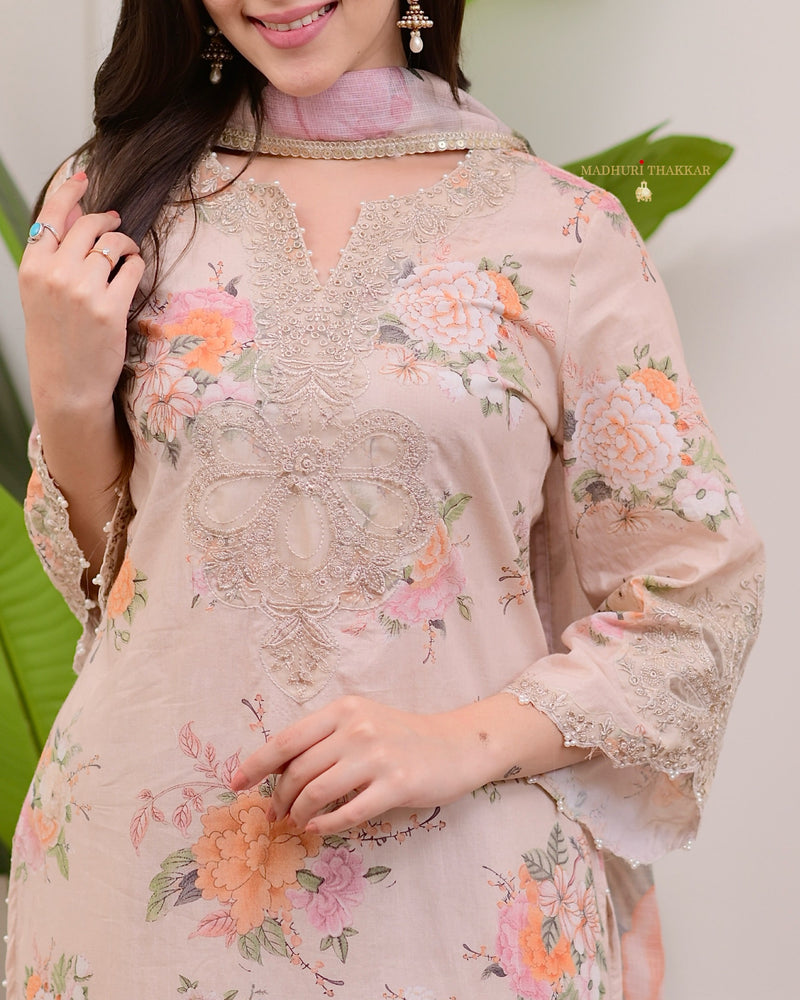 Ivory Karachi Embroidered Premium Cotton Suit