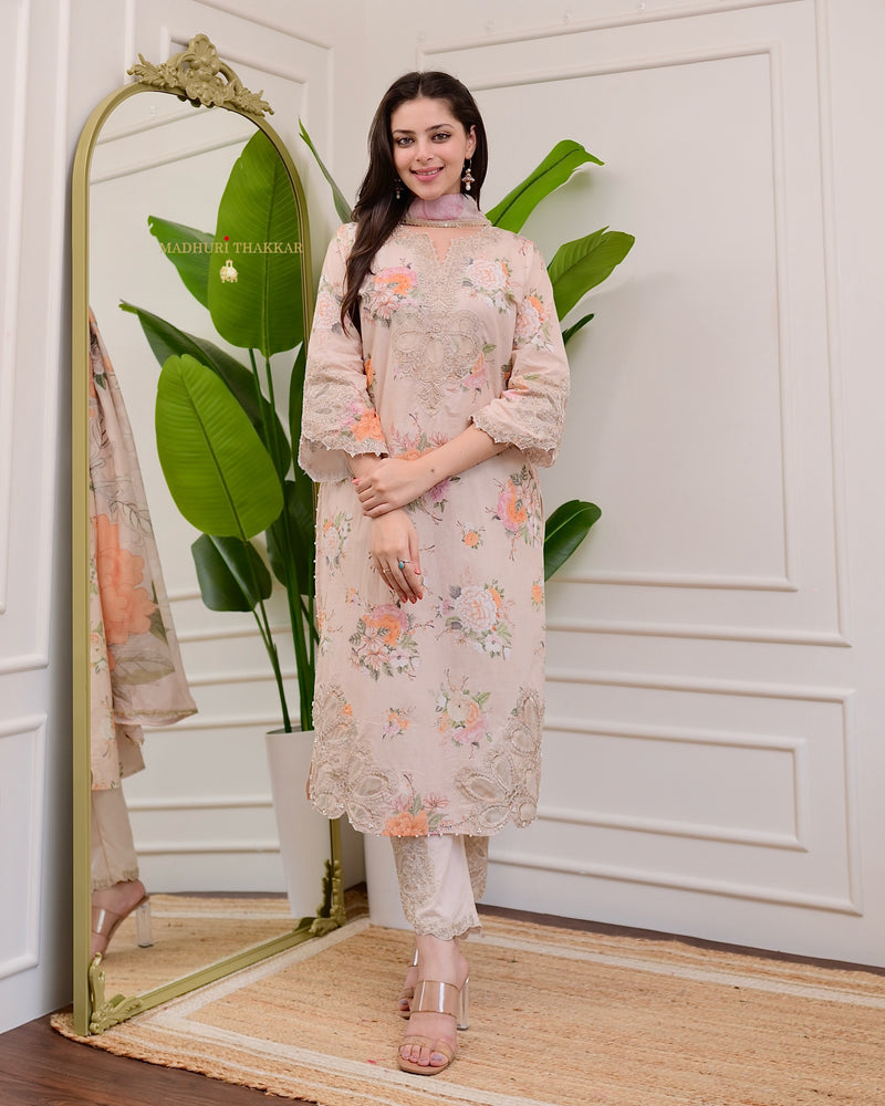 Ivory Karachi Embroidered Premium Cotton Suit