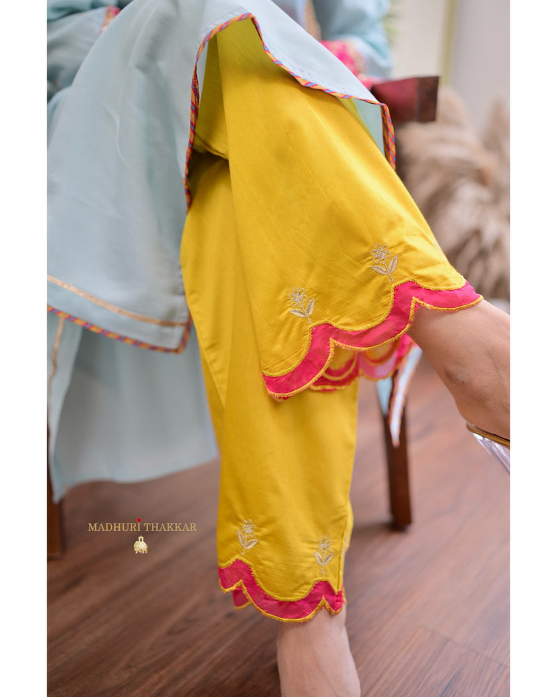 Powder Blue Handwork Silk Suit