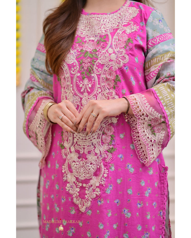 Pink Threadwork Pakistani Cotton Suit