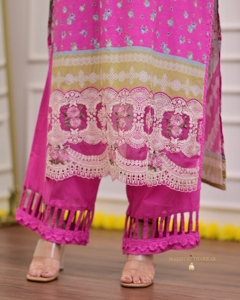 Pink Threadwork Pakistani Cotton Suit