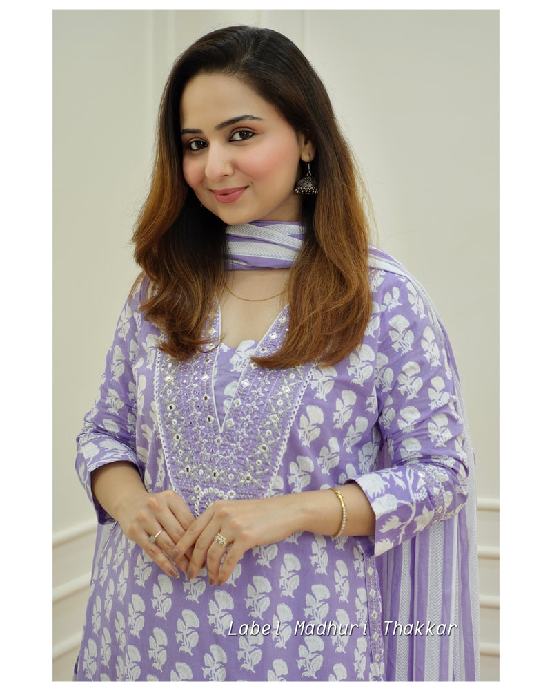 Lavender Embroidered Afghani Suit