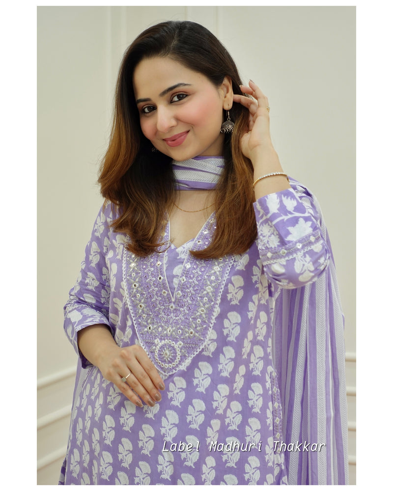 Lavender Embroidered Afghani Suit