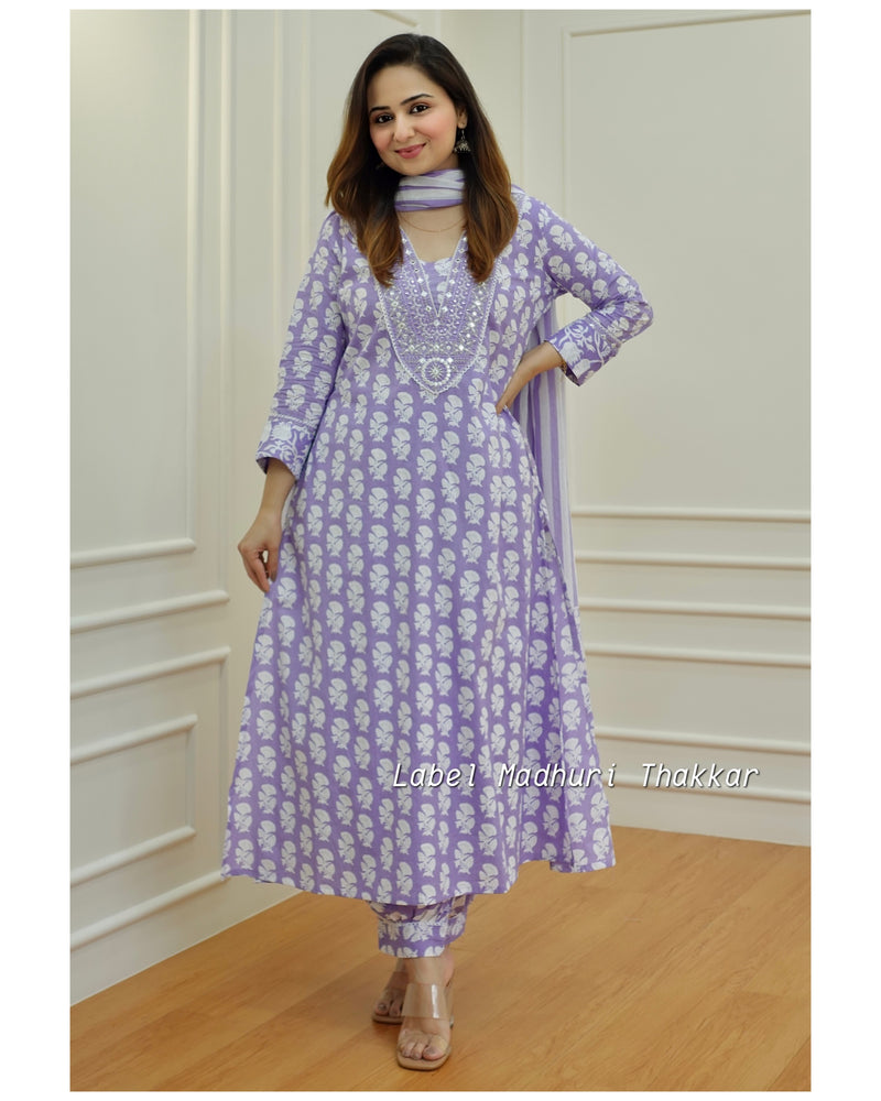 Lavender Embroidered Afghani Suit