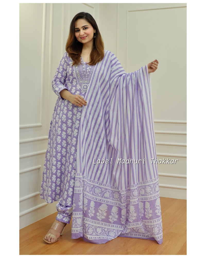 Lavender Embroidered Afghani Suit