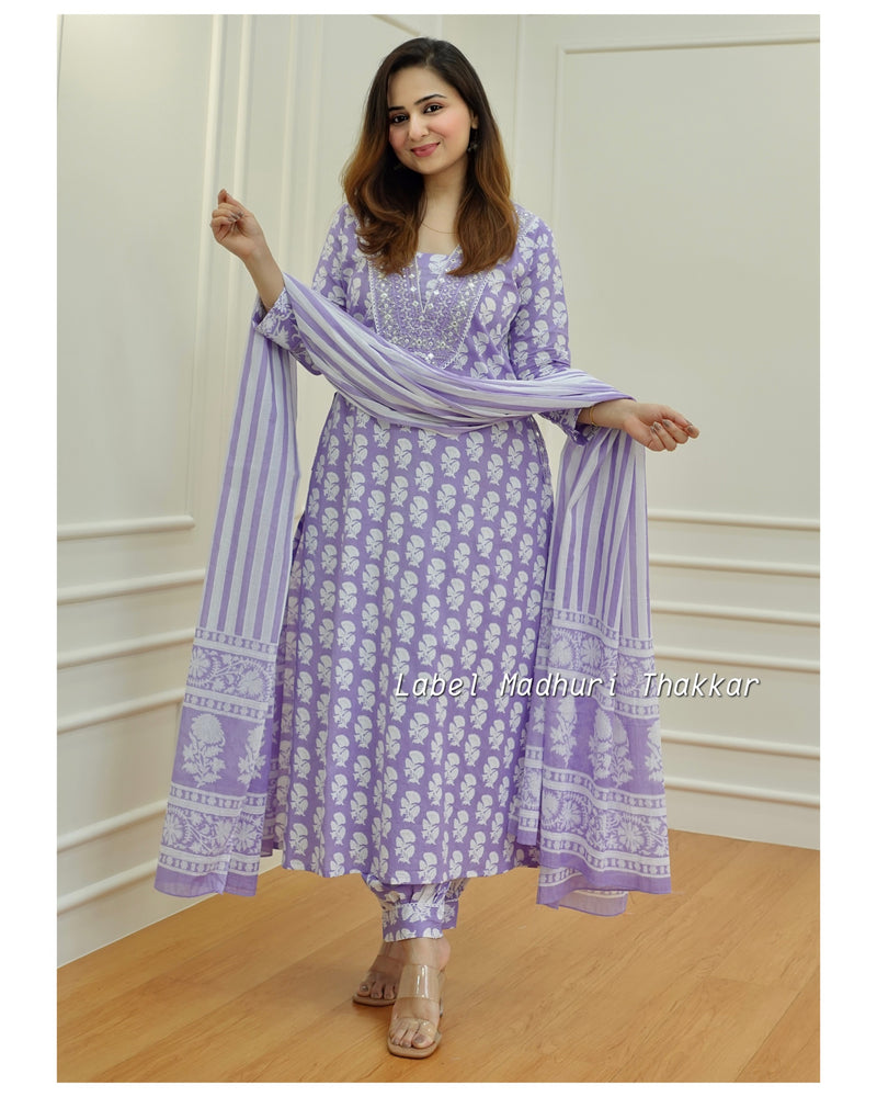 Lavender Embroidered Afghani Suit