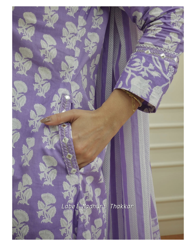 Lavender Embroidered Afghani Suit