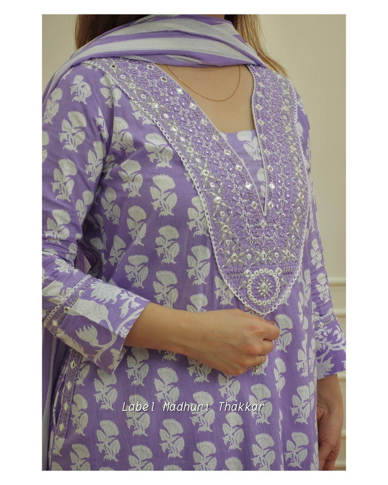 Lavender Embroidered Afghani Suit