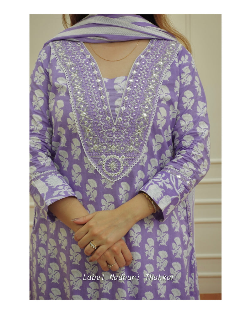 Lavender Embroidered Afghani Suit