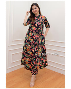 Black Multi Floral Kurta Set