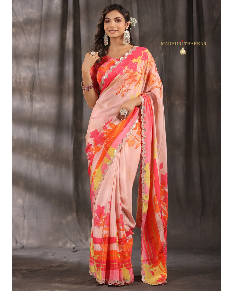 Printed Daily Wear Italian Crepe Saree, With blouse piece, 6.30 meter at Rs  600/piece in Chennai