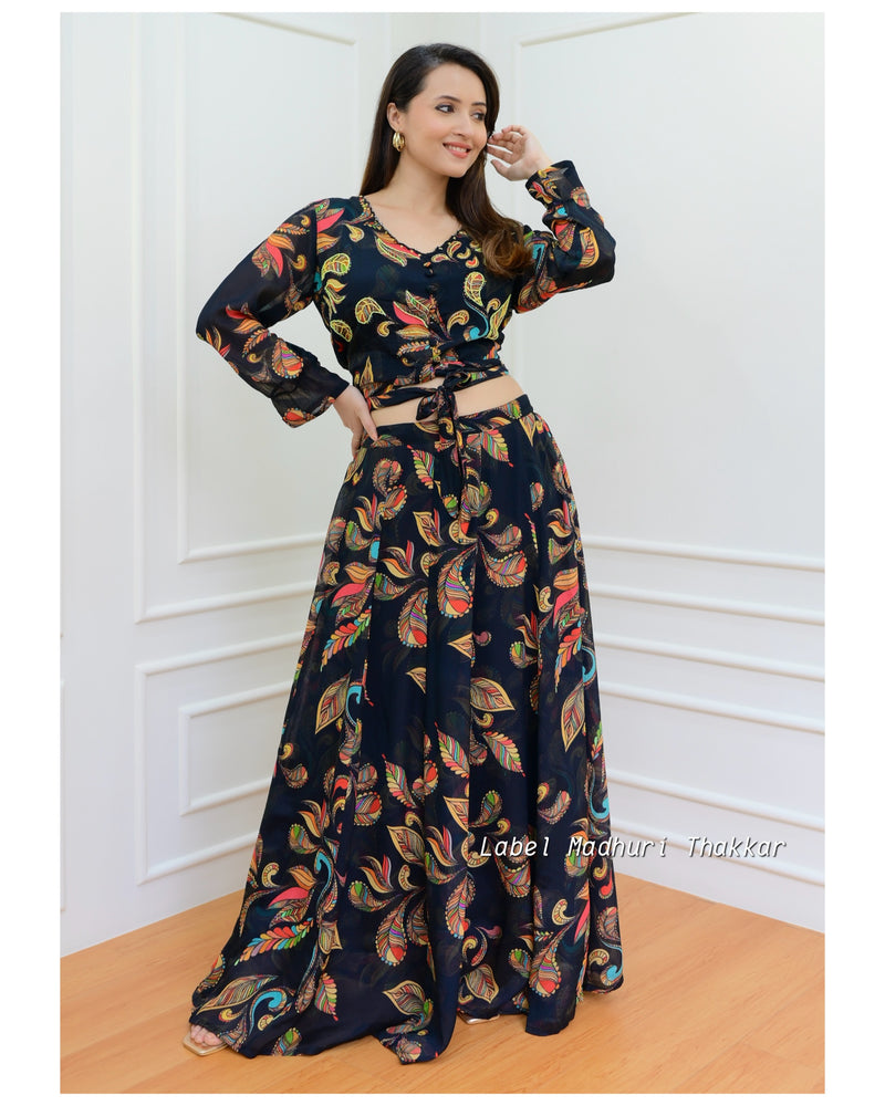 Black Traditional Block Print Crop Top With Skirt at Rs 2095/piece in  Chennai