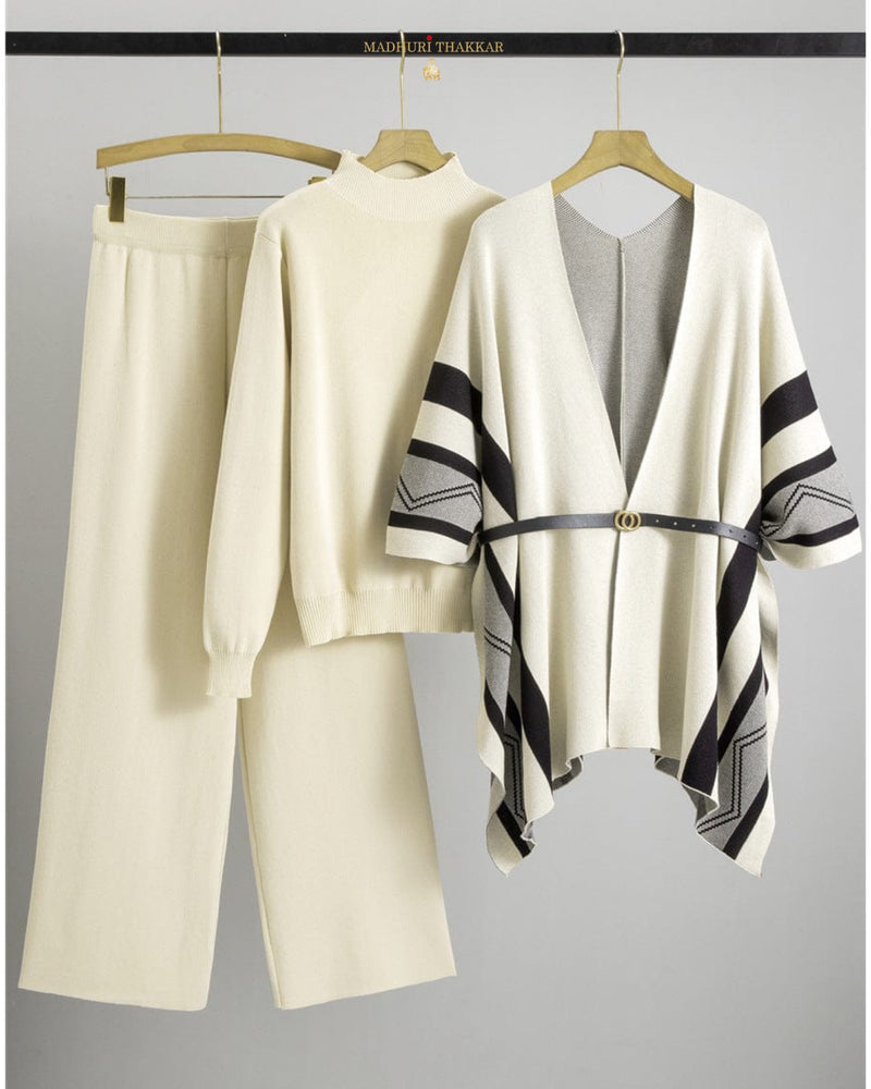 Ivory Airport Winter Co-ord with Cape & Belt