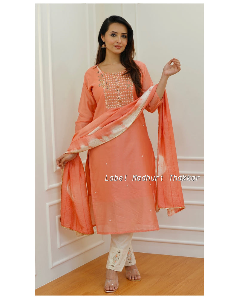 Peach Handwork Suit