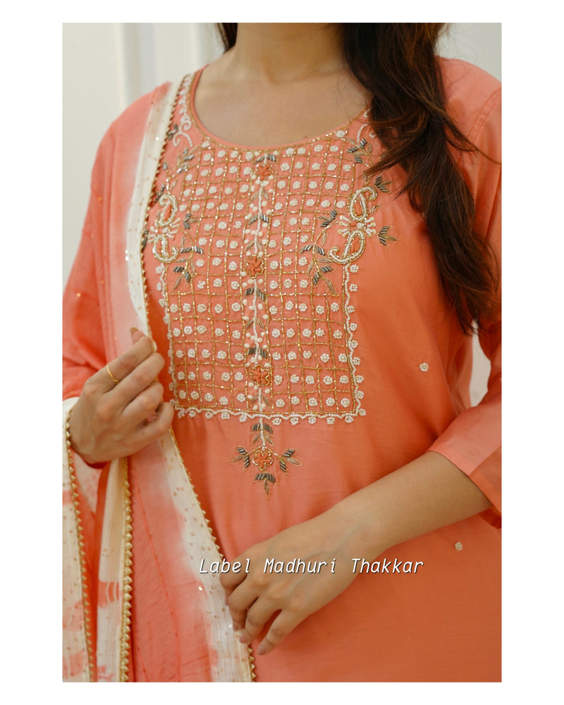 Peach Handwork Suit