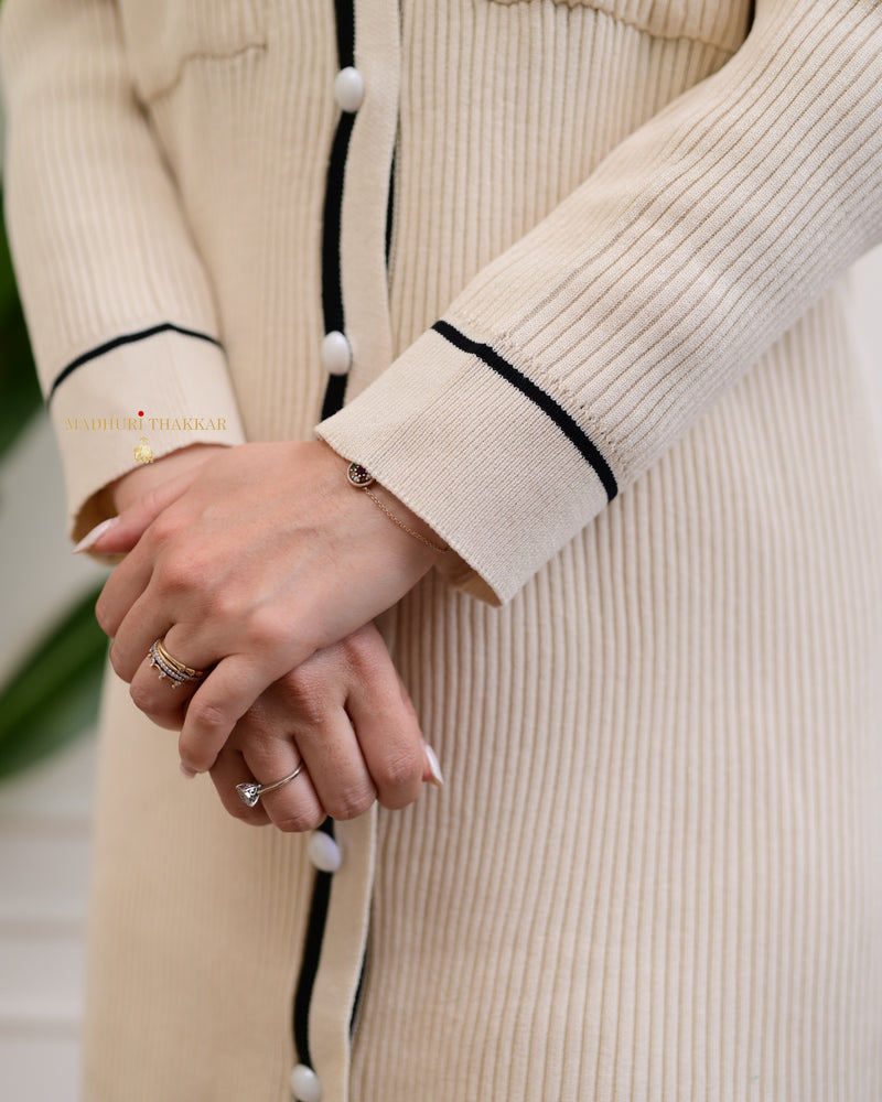 Beige Knitted Airport Button Down Co-ord