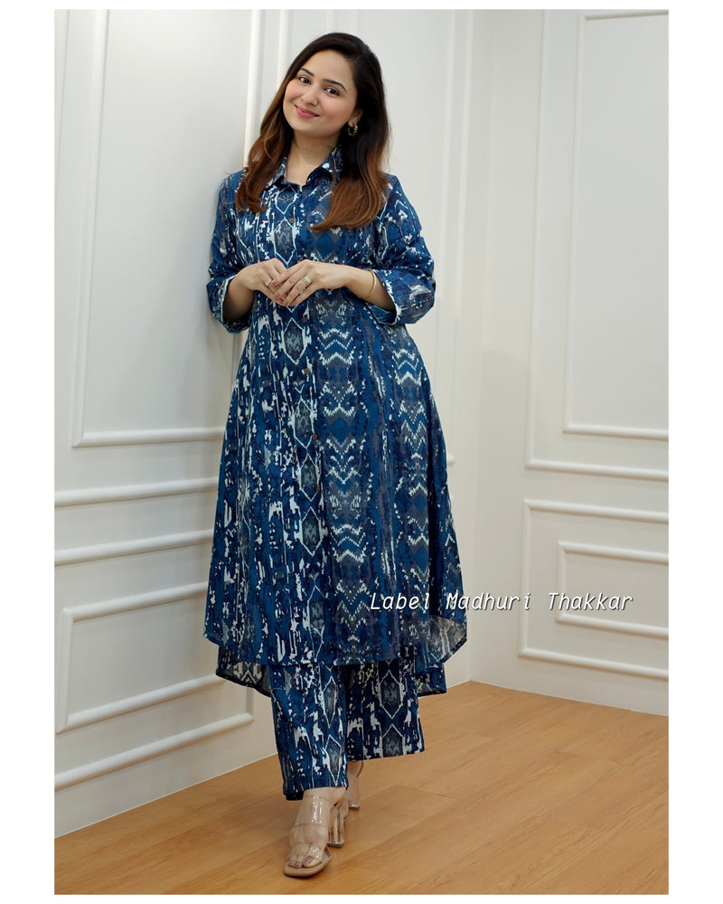 Blue Ikat Cotton Co-ord Set