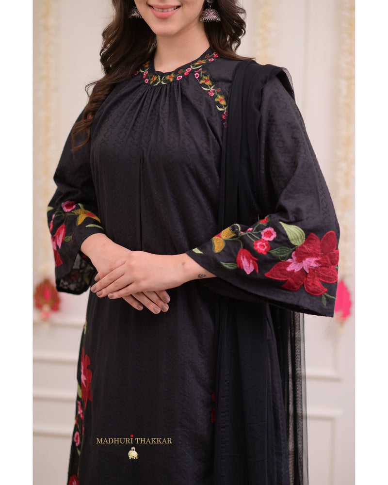 Black Thread Embroidered Pakistani Suit