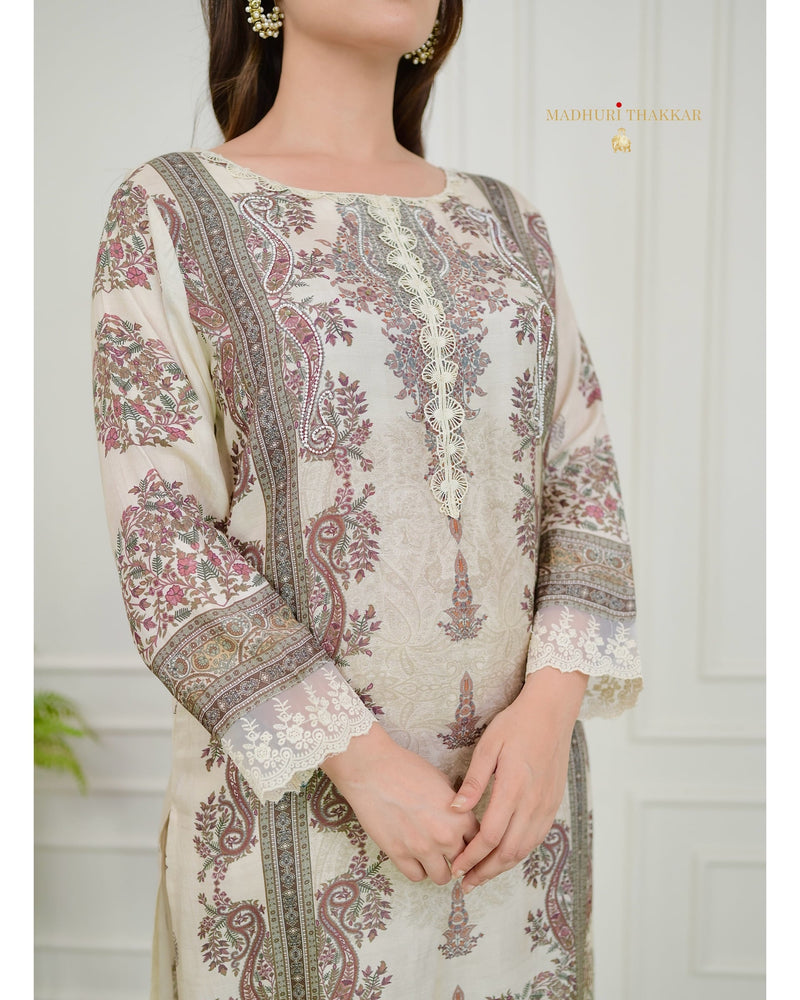 Ivory Pearlwork Digital Printed Pakistani Suit