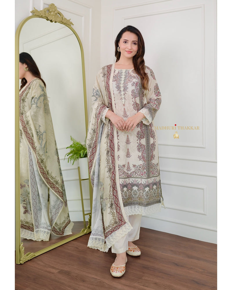 Ivory Pearlwork Digital Printed Pakistani Suit