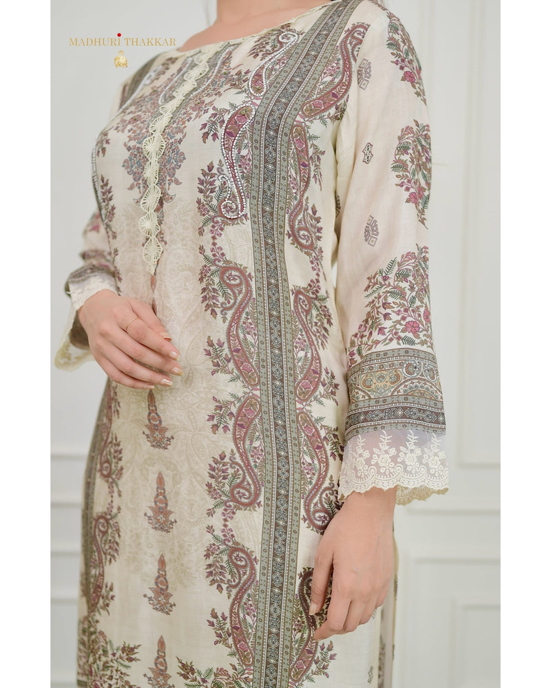 Ivory Pearlwork Digital Printed Pakistani Suit