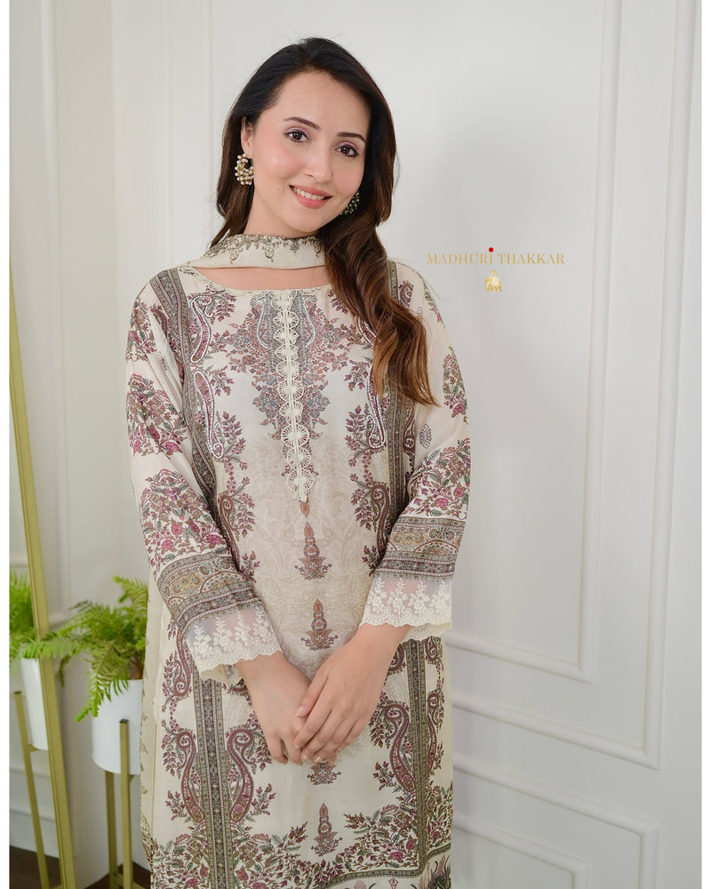 Ivory Pearlwork Digital Printed Pakistani Suit