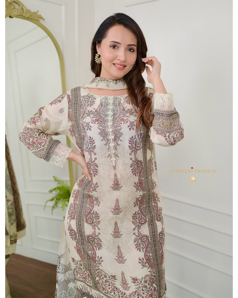 Ivory Pearlwork Digital Printed Pakistani Suit