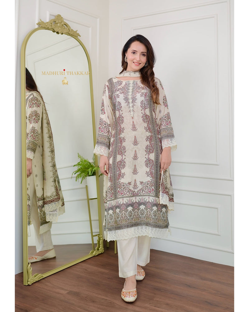 Ivory Pearlwork Digital Printed Pakistani Suit