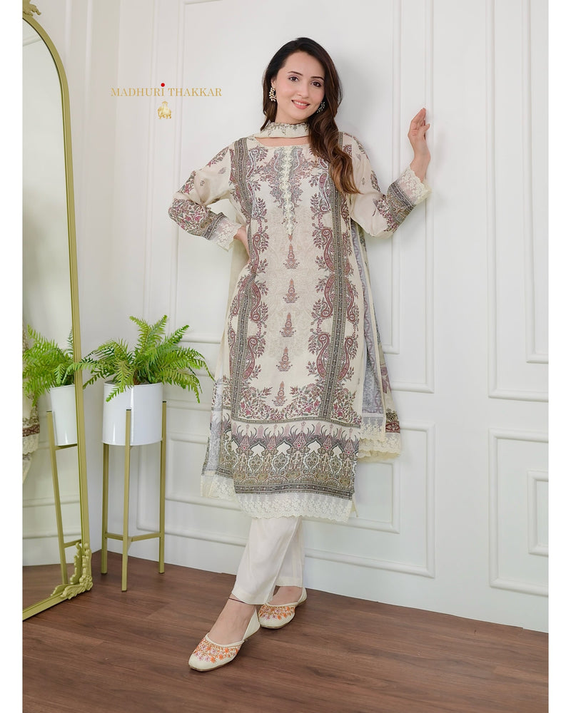 Ivory Pearlwork Digital Printed Pakistani Suit