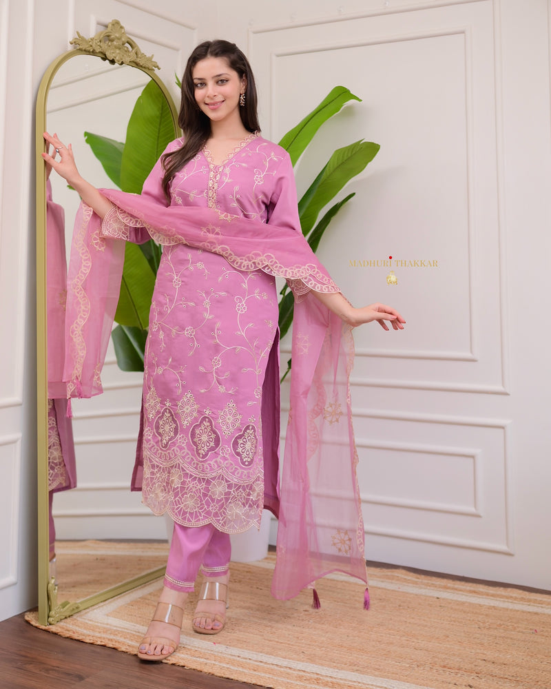 Mulberry Karachi Schiffli Cutwork Cotton Suit