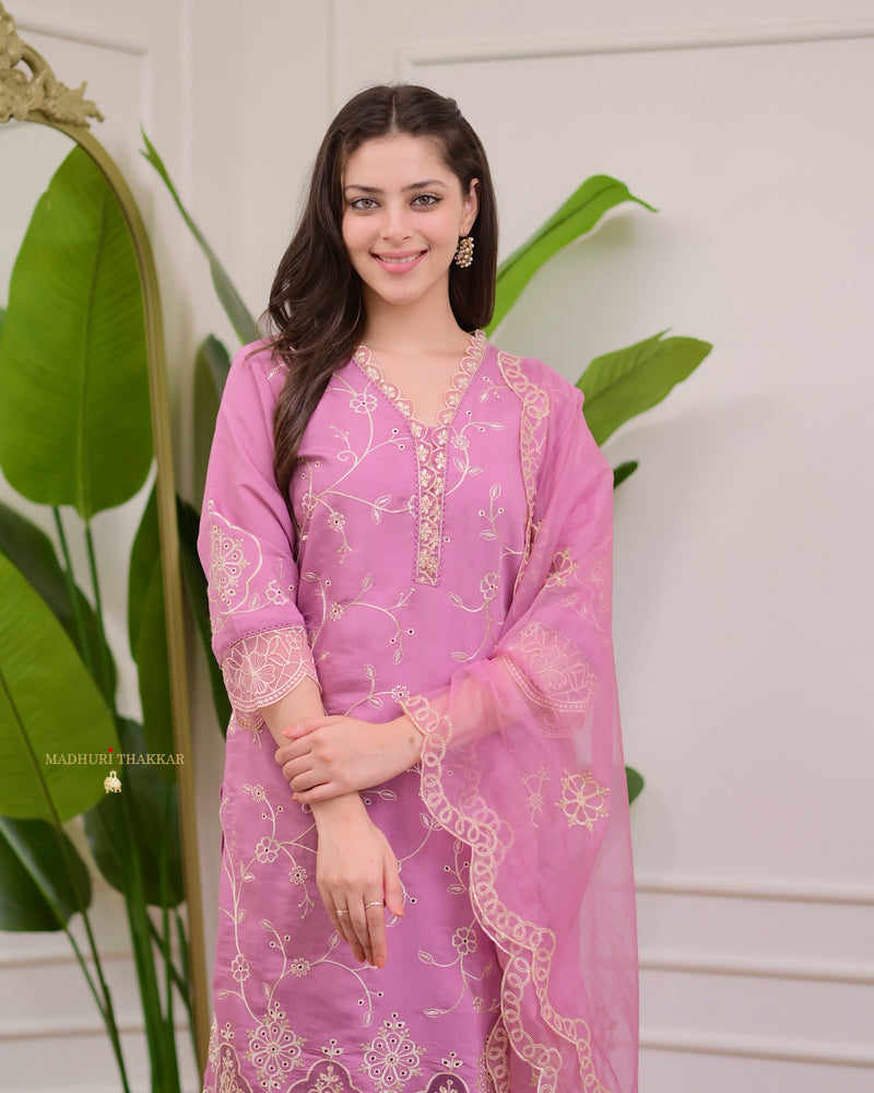 Mulberry Karachi Schiffli Cutwork Cotton Suit