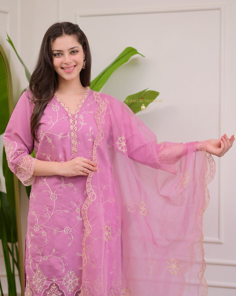 Mulberry Karachi Schiffli Cutwork Cotton Suit