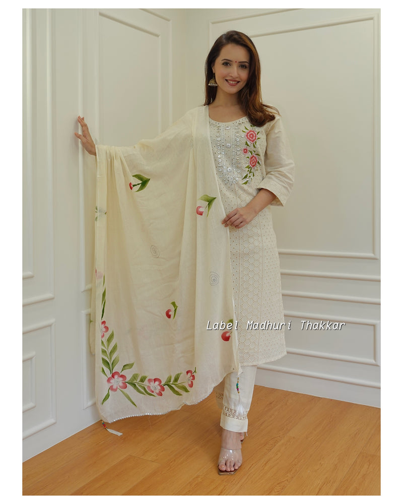 Ivory Cutwork Gotapatti Suit