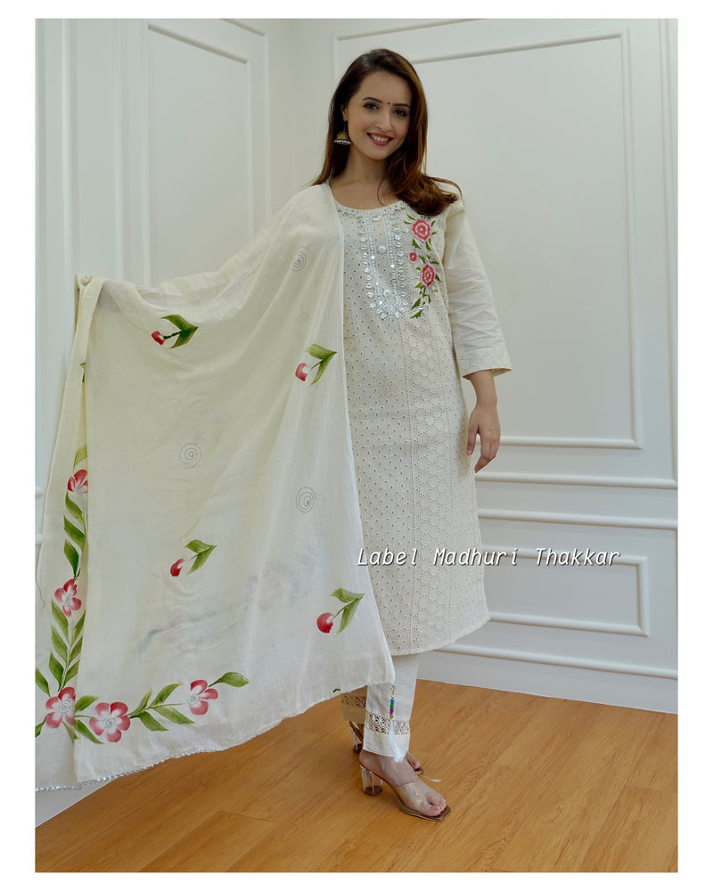 Ivory Cutwork Gotapatti Suit