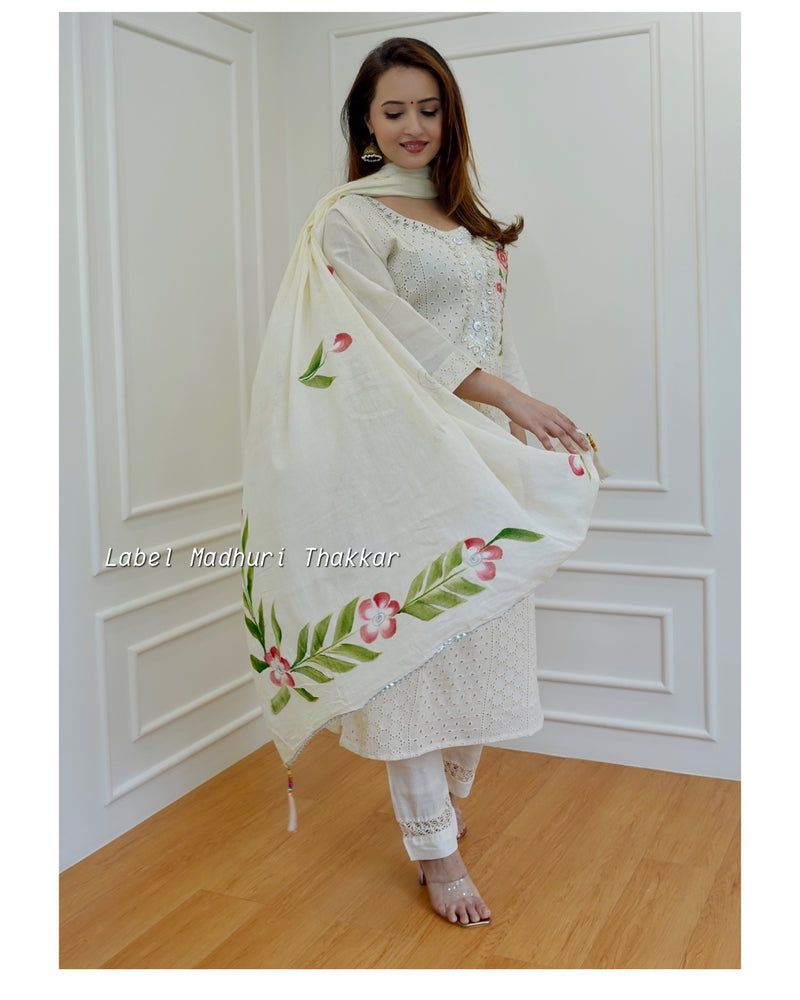 Ivory Cutwork Gotapatti Suit