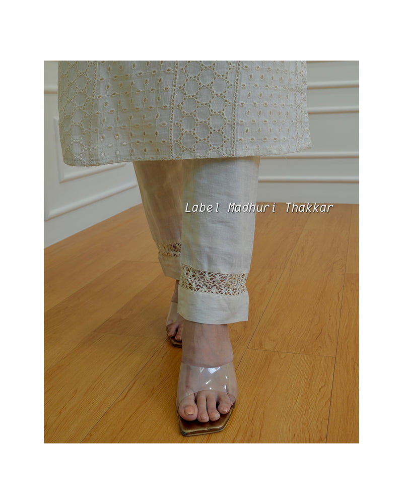 Ivory Cutwork Gotapatti Suit