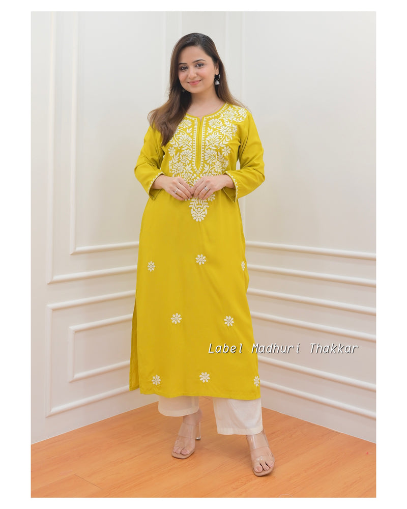 Yellow Chikankari Kurta