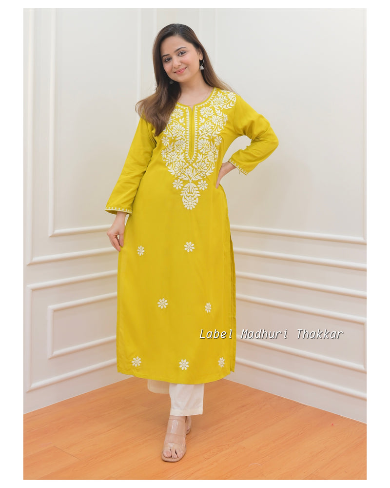 Yellow Chikankari Kurta