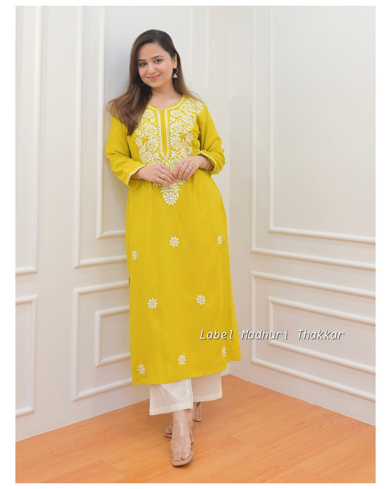 Yellow Chikankari Kurta