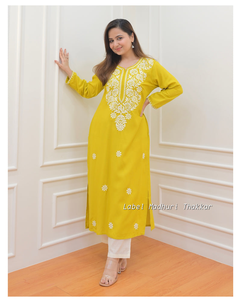 Yellow Chikankari Kurta