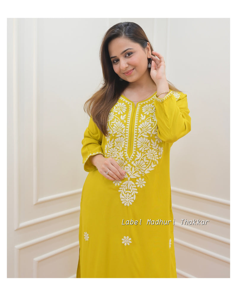 Yellow Chikankari Kurta