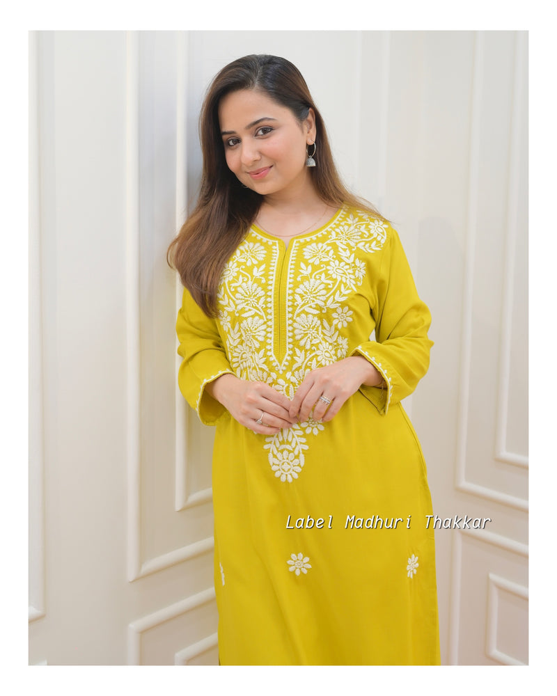 Yellow Chikankari Kurta