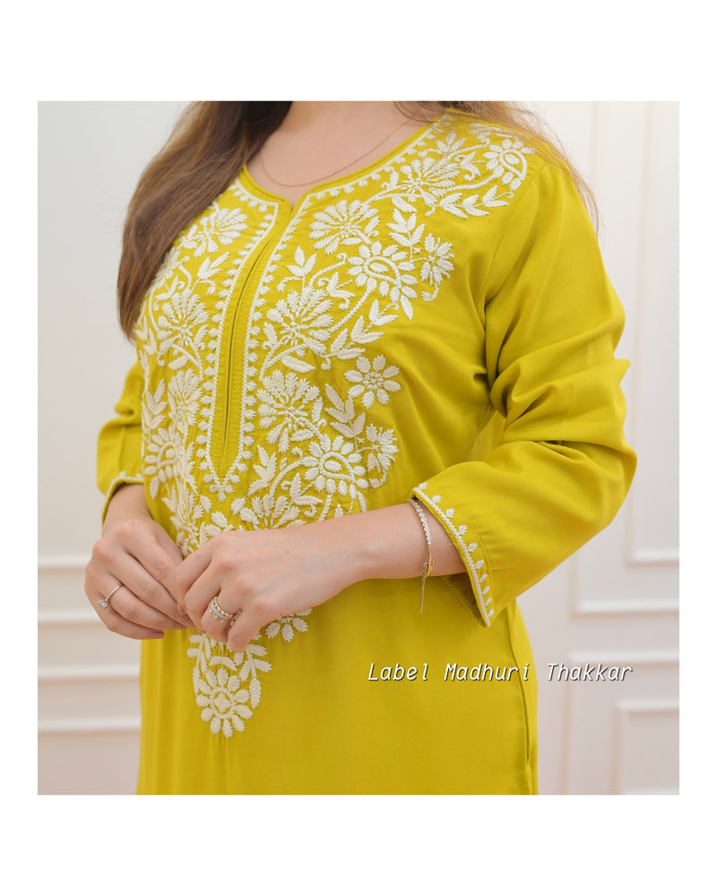 Yellow Chikankari Kurta